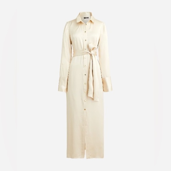 J crew Drapey shirtdress in luster crepe pale bone - Picture 1 of 3